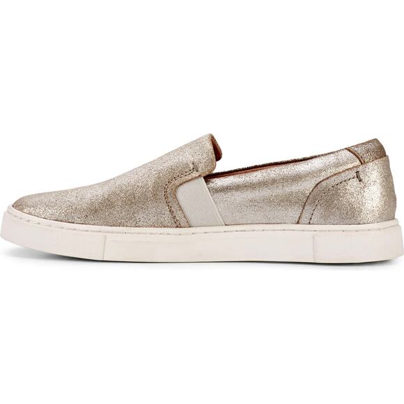 FRYE Ivy Slip On Metallic Gold Leather Sneakers - Picture 3 of 12